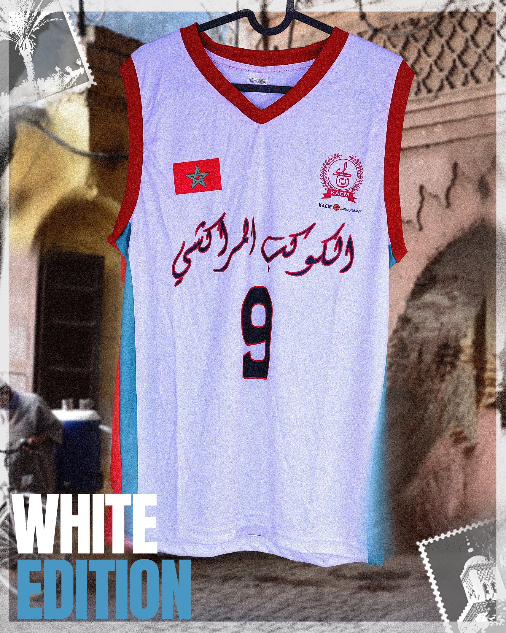 MAILLOT ET SHORT BLANC  OFFICIEL KAWKAB MARRAKECH BASKETBALL CONFORT & STYLE